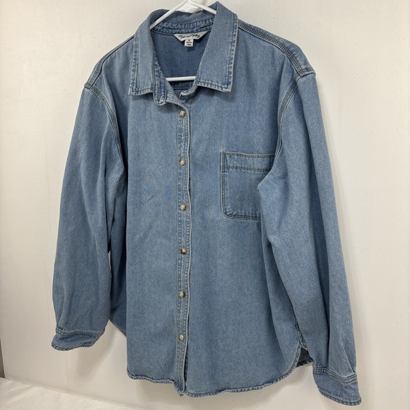 Womens XL Space Mountain Mickey Mouse Goofy Pluto Denim Shirt Vtg Inspired Retro - Picture 4 of 7